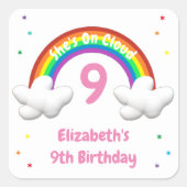 Sticker Carré Sur Cloud 9 ! Anniversaire arc-en-ciel (Devant)