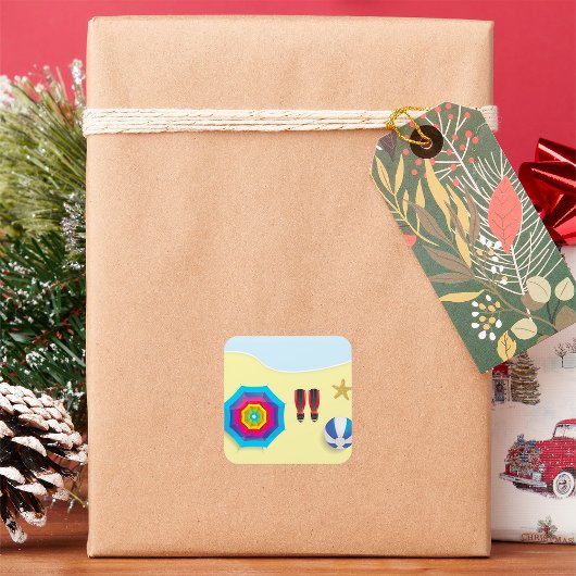 Sticker Carré Sur La Plage