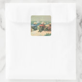 Sticker Carré Sur la plage, 1875 (w/c) (Sac)