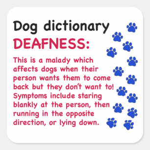 Sticker Carré Surdité - dictionnaire pour chien