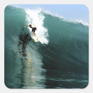 Sticker Carré Surf grande vague verte extrême surf