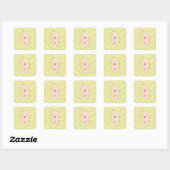 Sticker Carré Surf Jaune et Rose, Beach Art, Preppy (Feuille)