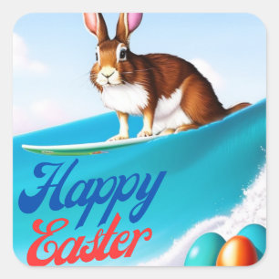Sticker Carré Surf Lapin de Pâques