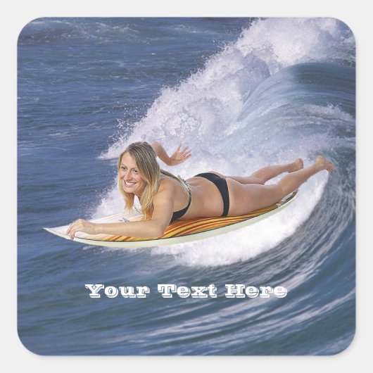 Sticker Carré Surf’s Up ! Attrape La Vague ! (Devant)