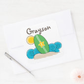 Sticker Carré Surfboard Waves First Birthday Party Favoriser (Enveloppe)