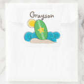 Sticker Carré Surfboard Waves First Birthday Party Favoriser (Sac)