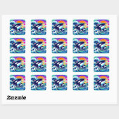 Sticker Carré Surfer sur les vagues (Feuille)