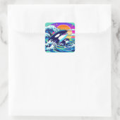 Sticker Carré Surfer sur les vagues (Sac)