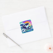 Sticker Carré Surfer sur les vagues (Enveloppe)