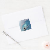 Sticker Carré Surfer surfant sur une vague énorme. (Enveloppe)