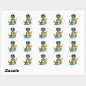 Sticker Carré Surfeur Crocodile (Feuille)