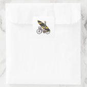 Sticker Carré Surfeur squelette avec planche de surf (Sac)