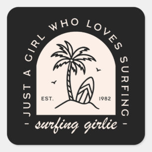 Sticker Carré Surfing girl surf amoureux femmes surfers citation