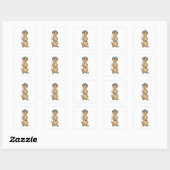 Sticker Carré Suricate en mariée avec voile (Feuille)