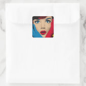 Sticker Carré Surprised Woman in Pop Art (Sac)