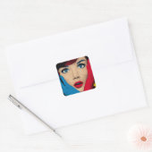 Sticker Carré Surprised Woman in Pop Art (Enveloppe)