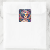 Sticker Carré Surreal Lady Imaginaire Art (Sac)