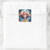 Sticker Carré Surreal Lady Imaginaire Art (Sac)