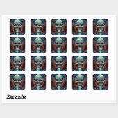 Sticker Carré Surreal Skull Gothique Horror Art (Feuille)