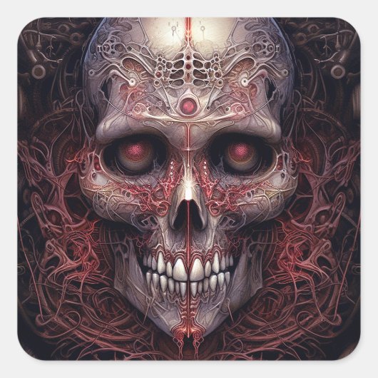 Sticker Carré Surreal Skull Gothique Horror Art (Devant)