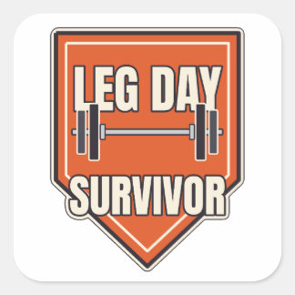Sticker Carré Survivant de la journée de jambes Badge de gym drô