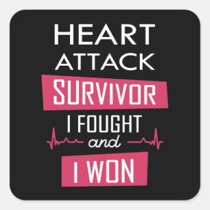 Sticker Carré Survivant de l'attaque cardiaque, je me suis battu
