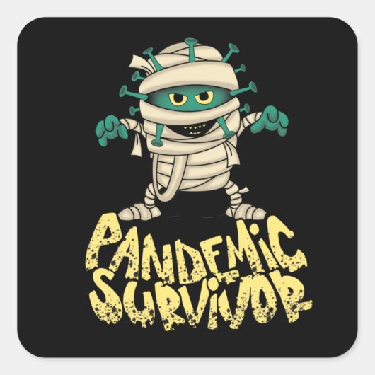 Sticker Carré Survivant, Survivant pandémique, (Devant)