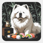 Sticker Carré SUSHI ANYONE - Cream Chow  (Devant)