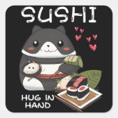 Sticker Carré Sushi Hug à la main (Devant)