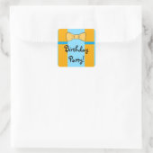 Sticker Carré Suspendants bleu et orange et Bowtie Anniversaire (Sac)