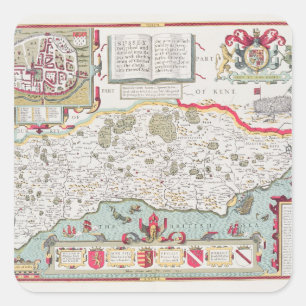 Sticker Carré Sussex, gravé par Jodocus Hondius de John