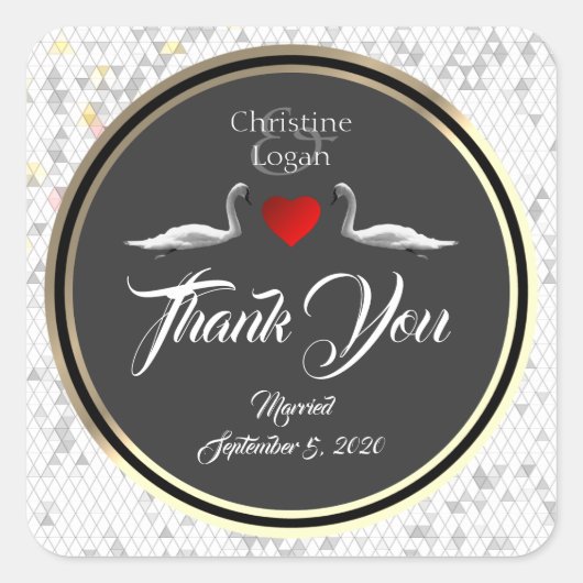 Sticker Carré Swan Mariage romantique (Devant)