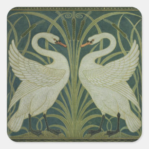 Sticker Carré 'Swan, Rush et Iris'