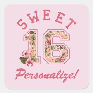 Sticker Carré Sweet 16 Athletic Rose Floral