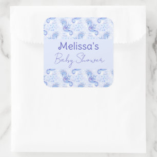 Sticker Carré Sweet Blue Lavender Baby shower Océan