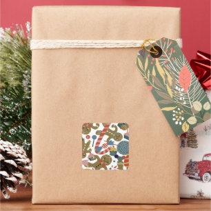 Sticker Carré Sweet Christmas Gingerbread Homme Sucre de canne D
