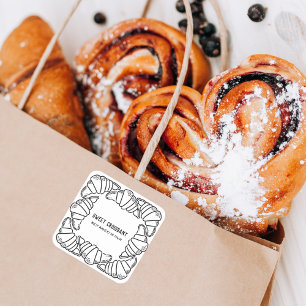 Sticker Carré Sweet Croissant Boulangerie Pâtisserie