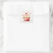 Sticker Carré Sweet Cupcake Red Hearts Carte Saint-Valentin (Sac)