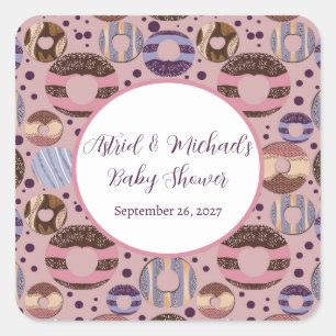Sticker Carré Sweet Donuts Baby shower fille