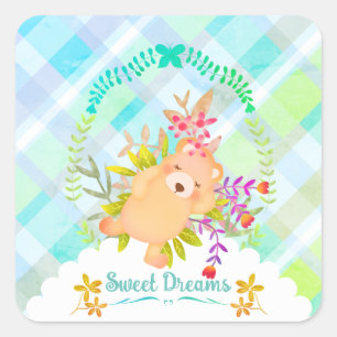 Sticker Carré Sweet Dreams Bear Baby