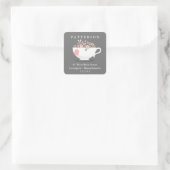 Sticker Carré Sweet Floral Teacup Heure de retour Adresse Label (Sac)