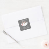 Sticker Carré Sweet Floral Teacup Heure de retour Adresse Label (Enveloppe)