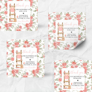 Sticker Carré Sweet Little Girl Boho Baby shower