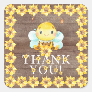 Sticker Carré Sweet Little Honey Bee Merci Favoriser Carré Sti