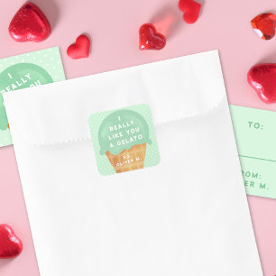 Sticker Carré Sweet Mint Gelato classe Saint-Valentin