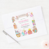 Sticker Carré Sweet One Theme girl's 1st Birthday Pink (Enveloppe)