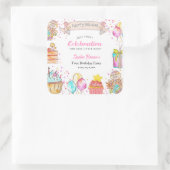 Sticker Carré Sweet One Theme girl's 1st Birthday Pink (Sac)