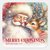 Sticker Carré Sweet Personalized Santa Rudolph Christmas Gift  (Devant)