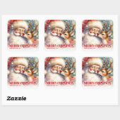 Sticker Carré Sweet Personalized Santa Rudolph Christmas Gift  (Feuille)