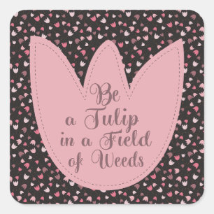 Sticker Carré Sweet Simple Tulip Motif rose - Toutes les directi